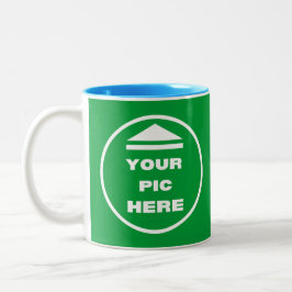 Zweifarbige Tasse - Bild 11 oz, Weiß, Blau hinzufü