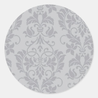 Zweifarbiger Gray Damask Wedding Umschlag Aufklebe Runder Aufkleber