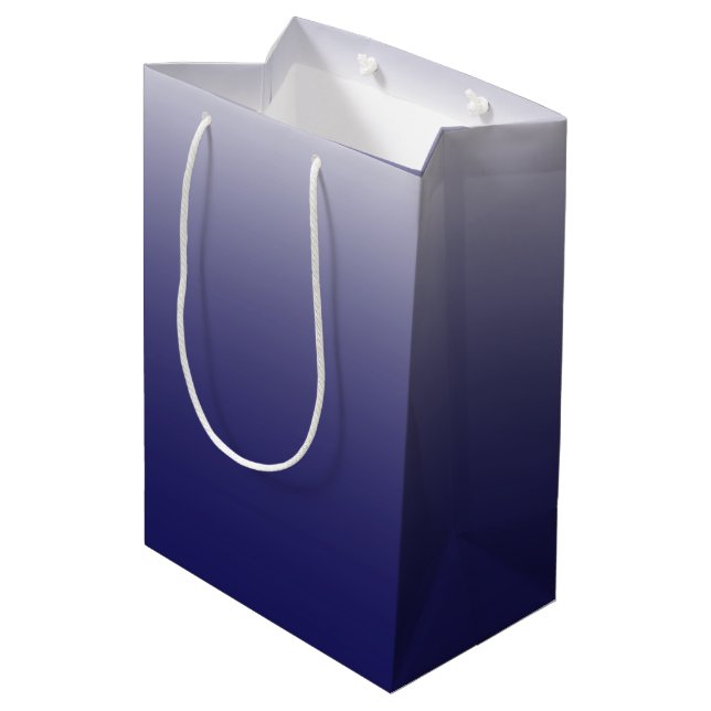 Zweifarbiges Gradienten Obrenblau Mittlere Geschenktüte (Rückseite Schrägansicht)