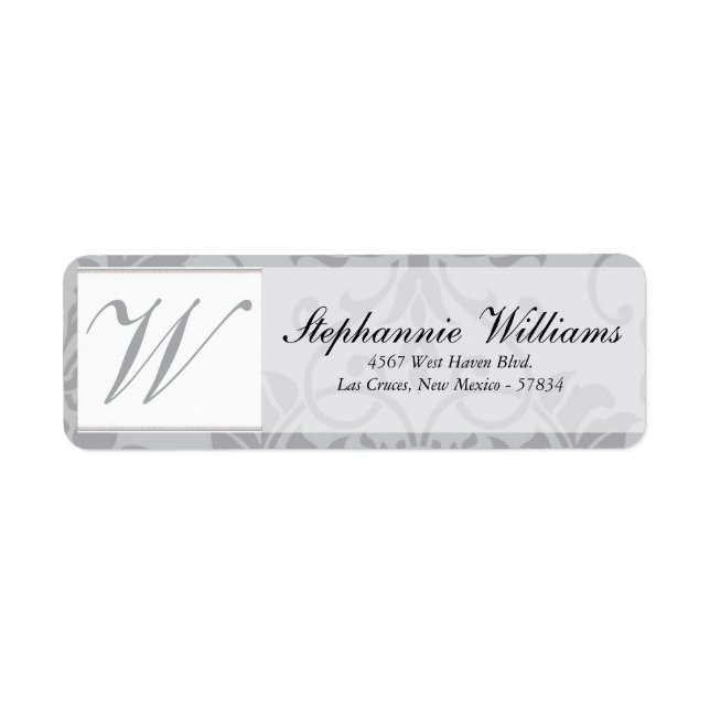 Zweifarbiges Gray Damask Rücksendezeichen (Vorne)