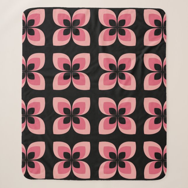 Zweifarbiges rosa Blume-Muster Sherpadecke (Vorderseite)