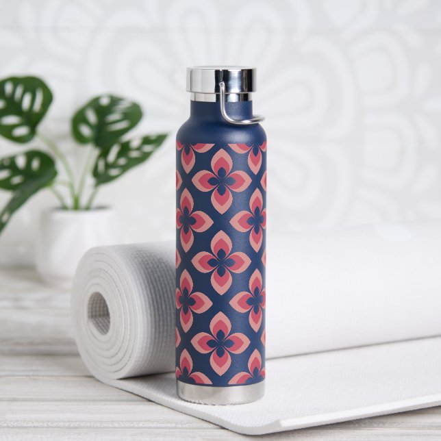 Zweifarbiges rosa Blume-Muster Trinkflasche (Yoga)