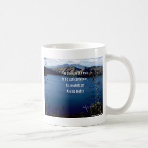 Zweifel und Selbstvertrauen Kaffeetasse