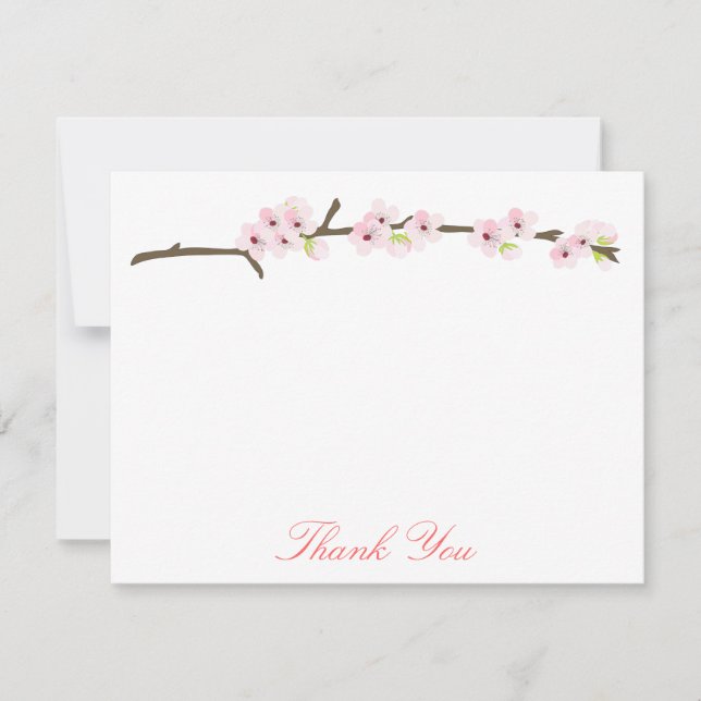 Zweig Cherry Blossom Vielen Dank (weiß) Dankeskarte (Vorderseite)