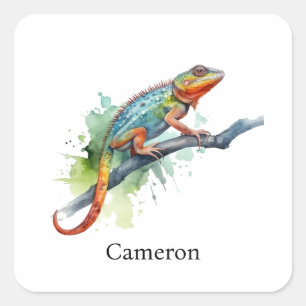 Zweig der Farben: Chameleon Art Quadratischer Aufkleber