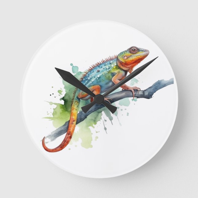 Zweig der Farben: Chameleon Art Runde Wanduhr (Vorderseite)