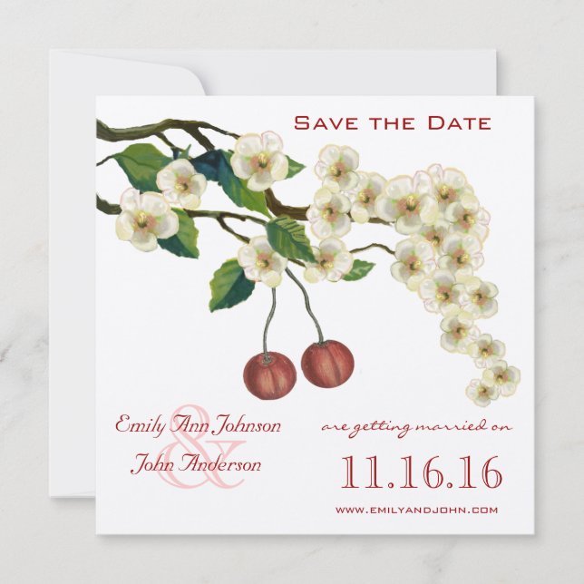 Zweig der Kirschblüten Save the Date Einladung (Vorderseite)