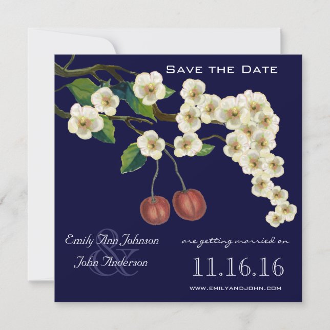 Zweig der Kirschblüten Save the Date Einladung (Vorderseite)