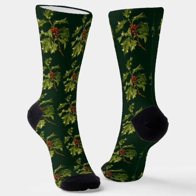 Zweig der Stechpalme Weihnachten Rote Beere Socken (Gewinkelt)