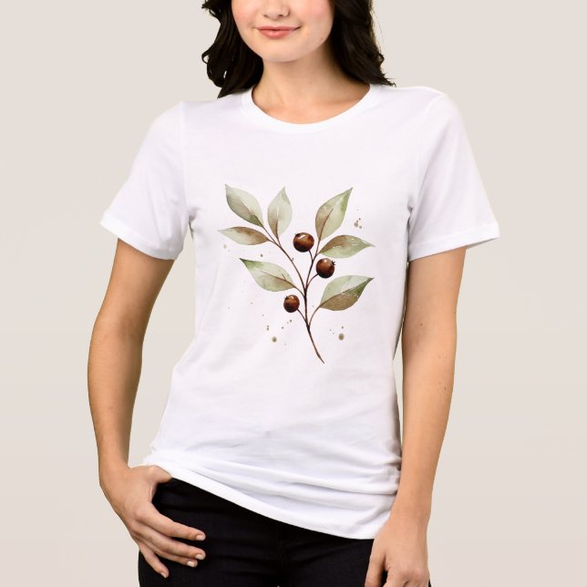 Zweig mit Blättern Tri-Blend Shirt (Vorderseite)