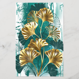 Zweig mit goldenen Blättern Ginko Biloba Flyer