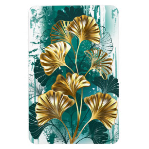 Zweig mit goldenen Blättern Ginko Biloba Magnet