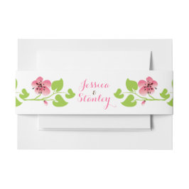 Zweig mit rosa Kirschblüten Frühjahrshochzeit Einladungsbanderole