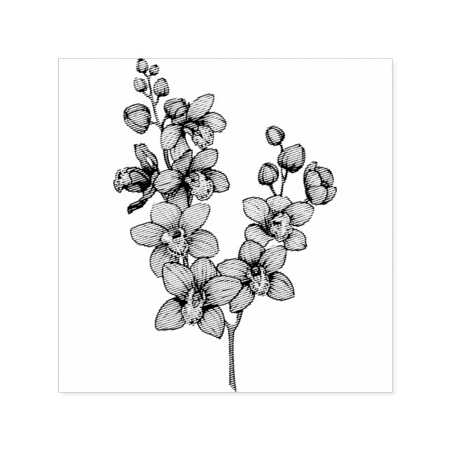 Zweig mit rosa orchid-Blume Aufkleber Permastempel (Design)