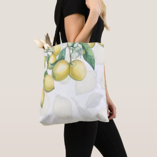 Zweig mit Zitronen weiß und gelb Landhausstil Tasche