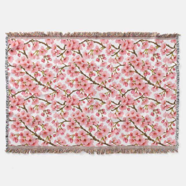 Zweig-Muster mit rosa Kirschblüten Decke (Vorderseite)