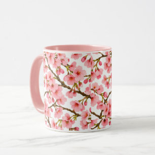 Zweig-Muster mit rosa Kirschblüten Tasse