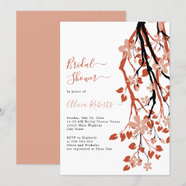 Zweig Terrakotta mit Blume Brautparty Einladung