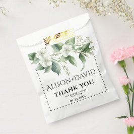 Zweig, weiße Blume und grüne Blätter Hochzeit Geschenktütchen