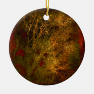 Zweige aus Gold und Rotem Tree Abstrakt Keramikornament