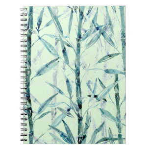 Zweige Bambus, weiß, grün, Blätter, Bambus Notizblock