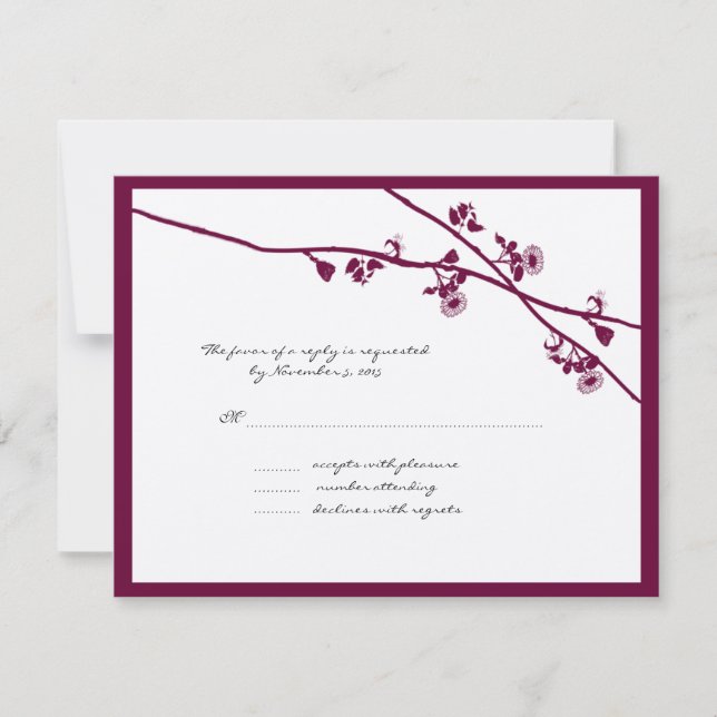 Zweige der Blume Plum Wild Wedding RSVP (Vorderseite)