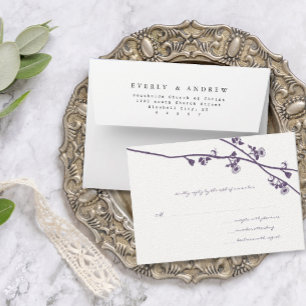 Zweige der Lila Wilden Blume von Lapis, Hochzeit d RSVP Karte