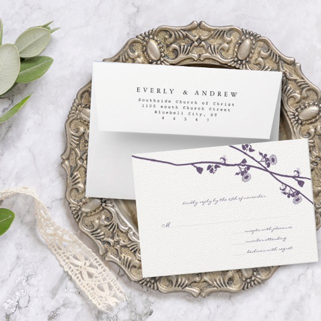 Zweige der Lila Wilden Blume von Lapis, Hochzeit d RSVP Karte (Von Creator hochgeladen)