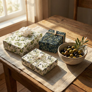 Zweige der Oliven-Pflanze: Naturlich Inspiriertes  Geschenkpapier Set