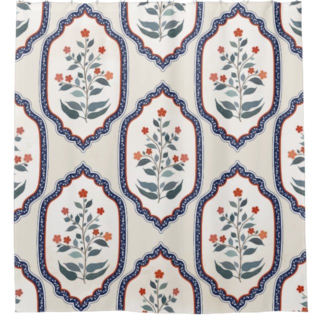 Zweige der orientalischen Blume: Kalamkari Indiane Duschvorhang (Vorderseite)