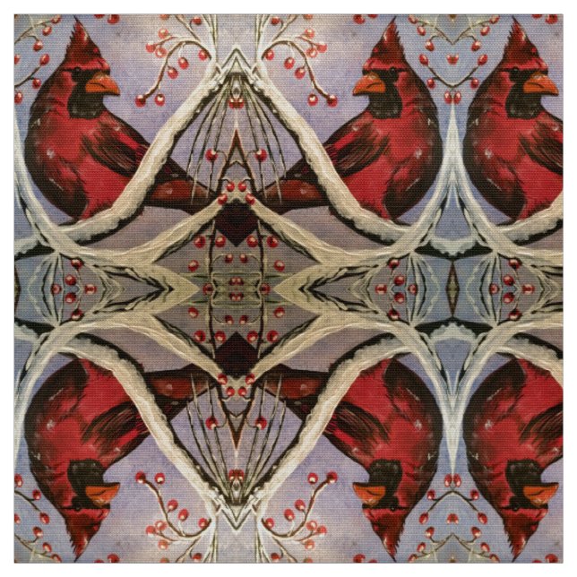 Zweige des roten Kardinals Stoff (Muster)