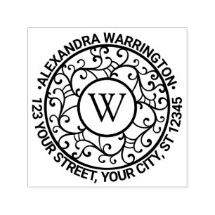 Zweige Lacy Filigree Name - Erste Rücksendeadresse Permastempel