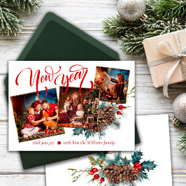 Zweige. Neujahr mit Foto Grußkarte Ankündigung