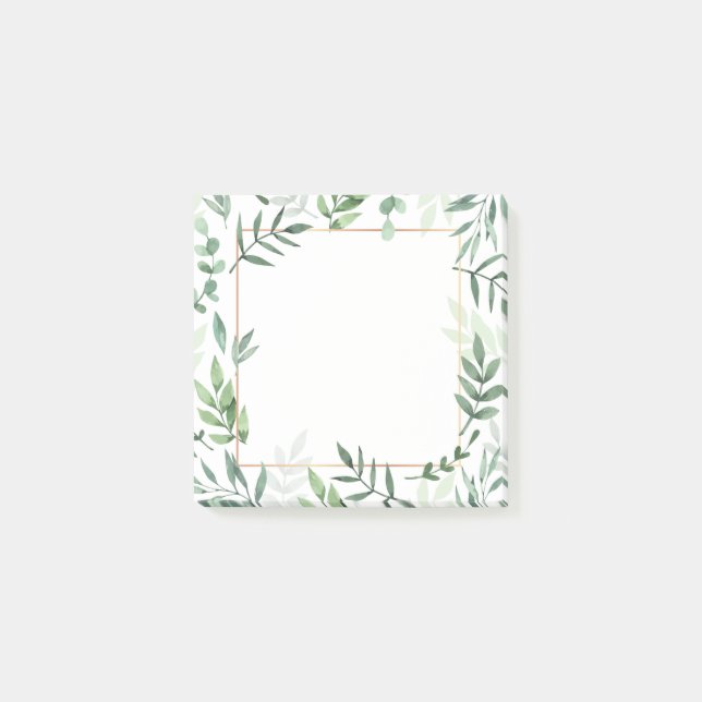 Zweige und Blätter Gerahmt Post-it Klebezettel (Vorderseite)