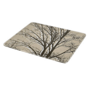 Zweige von Cream Beige Brown White Trees Schneidebrett