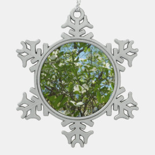 Zweige von Dogwood-Blüten Frühlingsbäume Schneeflocken Zinn-Ornament
