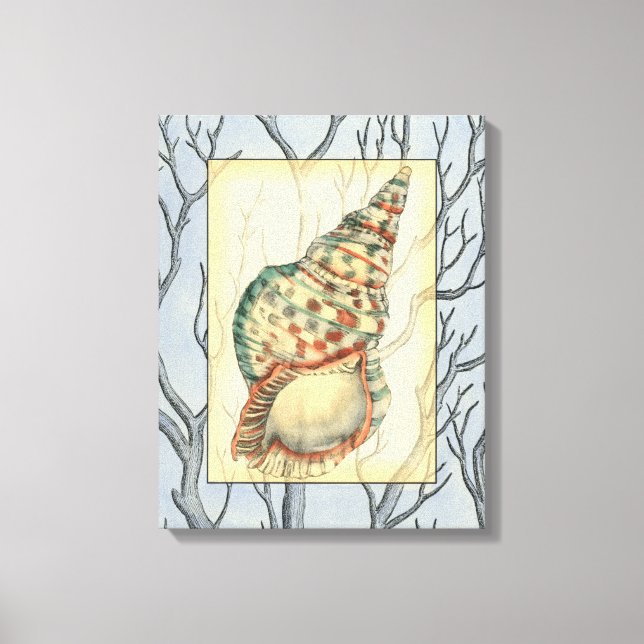 Zweige von Seashell und Bäumen Leinwanddruck (Vorderseite)