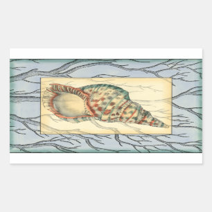 Zweige von Seashell und Bäumen Rechteckiger Aufkleber