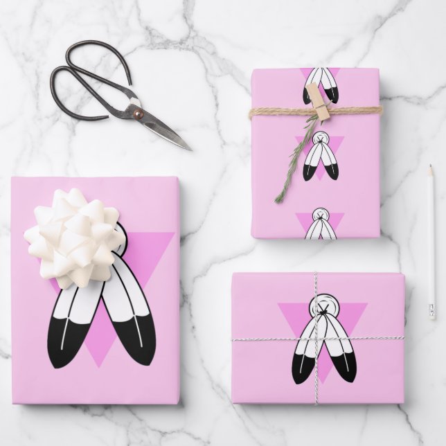Zweigeile rosa Dreiecksflagge Geschenkpapier Set (Vorderseite)