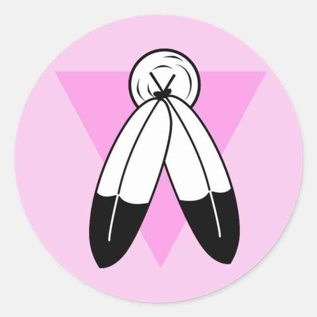 Zweigeile rosa Dreiecksflagge Runder Aufkleber (Vorderseite)