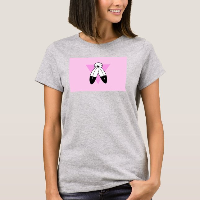 Zweigeile rosa Dreiecksflagge T-Shirt (Vorderseite)
