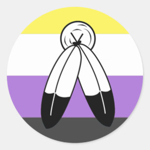 Zweigeiriges Nonbinär-Pride-Flag Runder Aufkleber