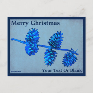 Zweigniederlassung aus blauem Kiefernholz auf alte Postkarte