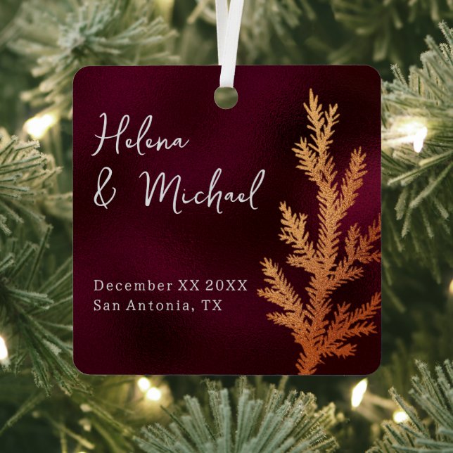 Zweigniederlassung Burgund und Kupfer Winter Hochz Ornament Aus Metall (InSitu)