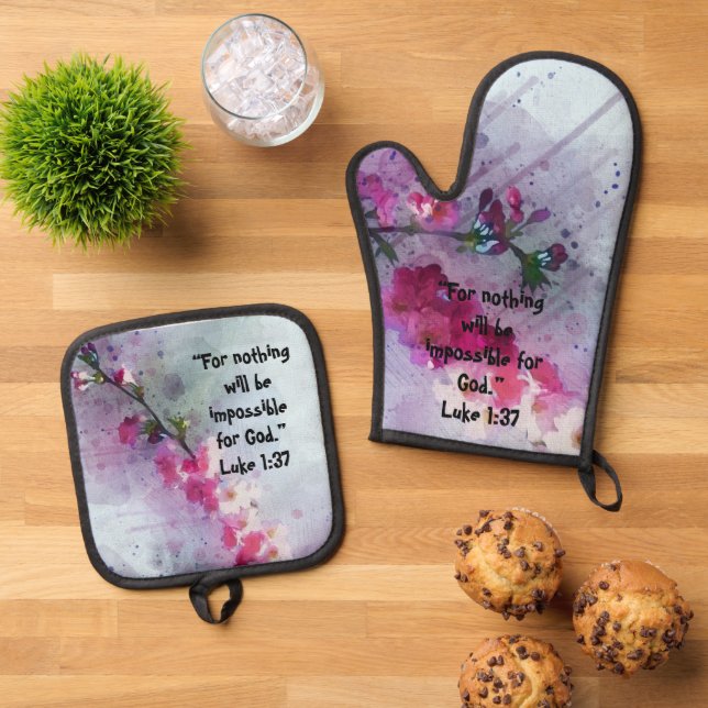 Zweigniederlassung Cherry Blooms und Küche mit Sch Ofenhandschuh & Topflappen-Set (Oben Unten)