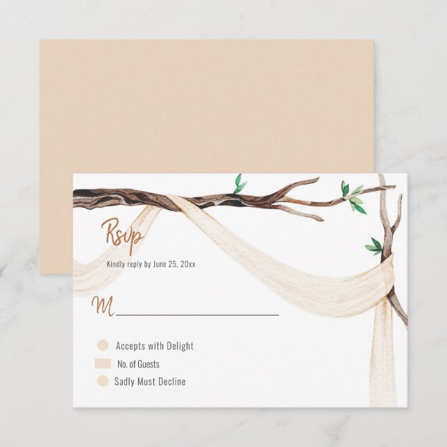 Zweigniederlassung der eklektischen Romantik, Beig RSVP Karte (Vorne/Hinten)