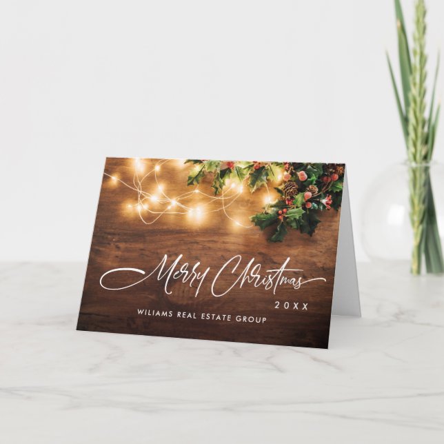 Zweigniederlassung Mistletoe Rustikales Weihnachts Feiertagskarte (Vorderseite)