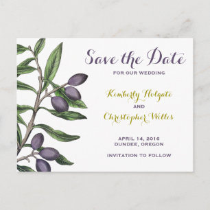 Zweigniederlassung Olive Tree Save the Date   Lila Ankündigungspostkarte