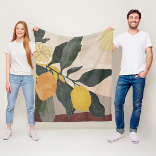 Zweigstelle Boho Lemon mit Abstraktem Obstwerk von Fleecedecke