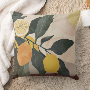 Zweigstelle Boho Lemon mit Abstraktem Obstwerk von Kissen